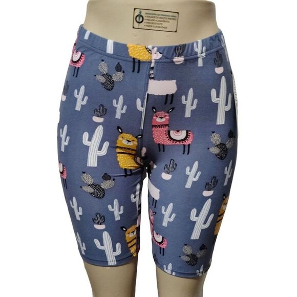 Medium Women/Junior Fashion Biker Shorts Llama Cactus Women's‎ Print - Picture 4 of 9